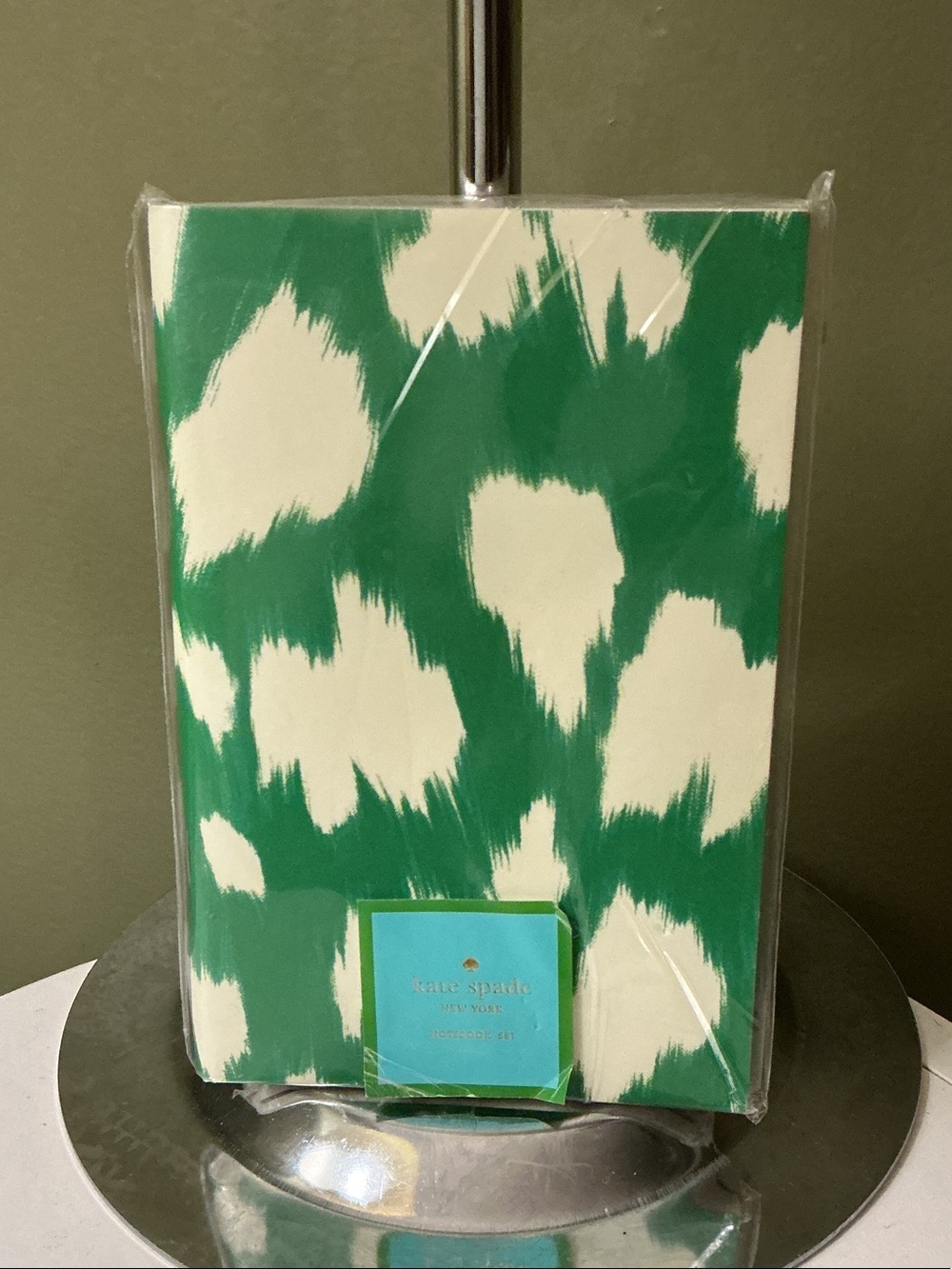Kate Spade NY Green White Abstract Black White Stripe Notebook Set NEW
